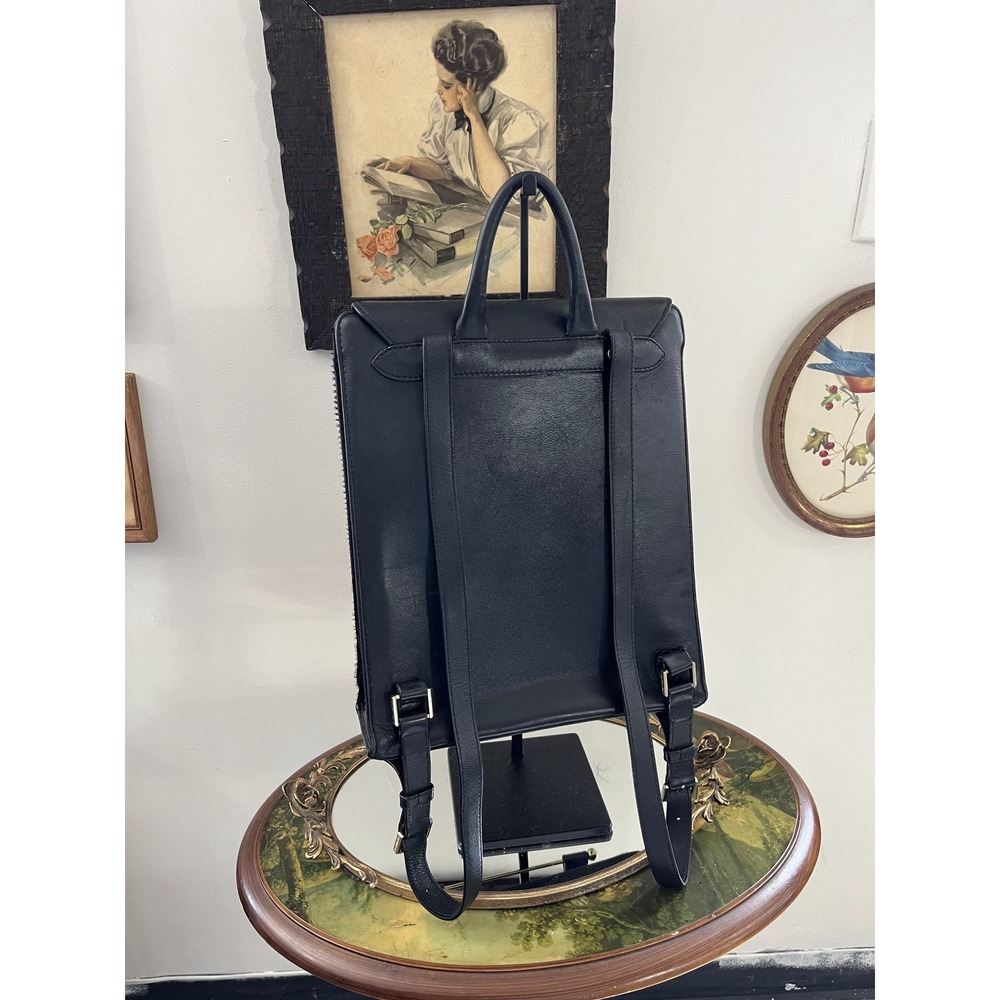 Strathberry Black Leather & Calf Hair Convertible Backpack Made in Spain - Picture 6 of 10